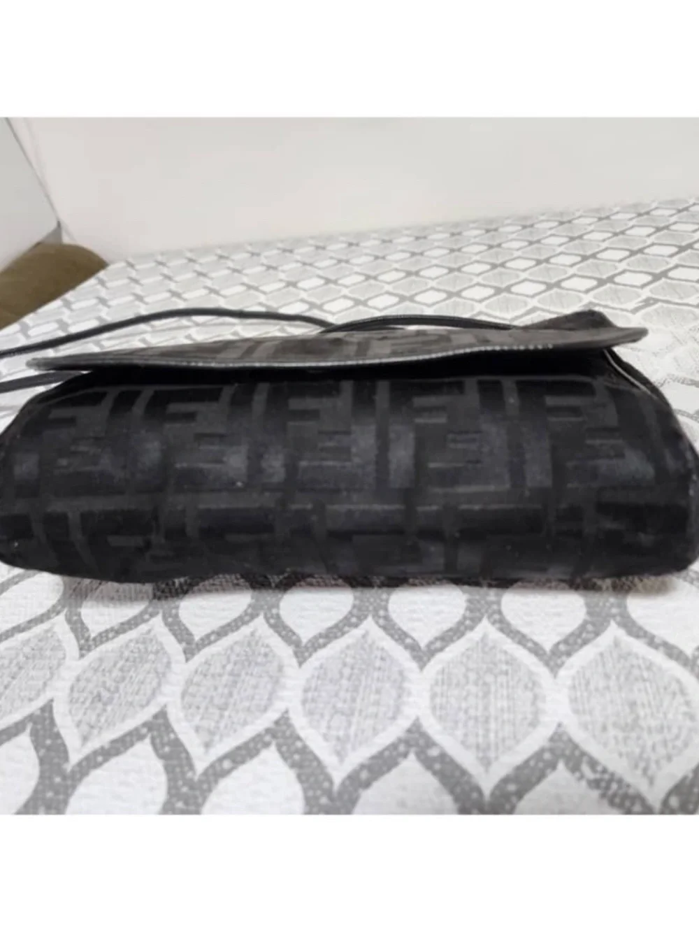 Authentic Fendi Vintage Zucchino FF Crossbody Bag Black